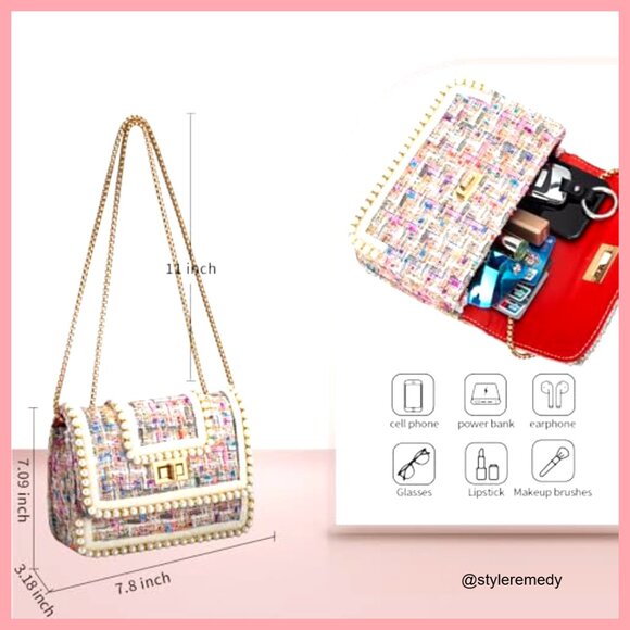 Small Crossbody Bag with Adjustable Chain Strap, PU Leather, RFID Pocket - Picture 3 of 5